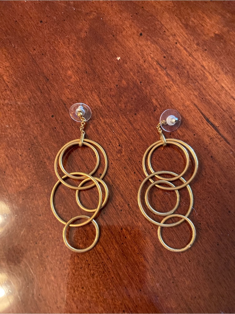 Gold-Tone Interlocking Circle Drop Earrings for Women